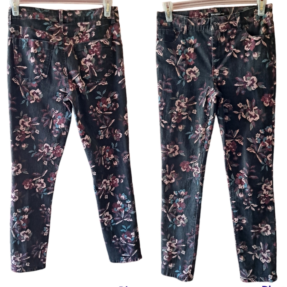 Bandolino black floral skinny jeans - Picture 1 of 6
